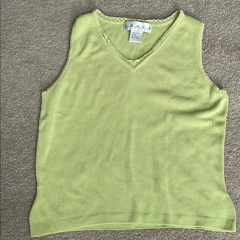 Grace Knitwear Light Green Sleeveless Top